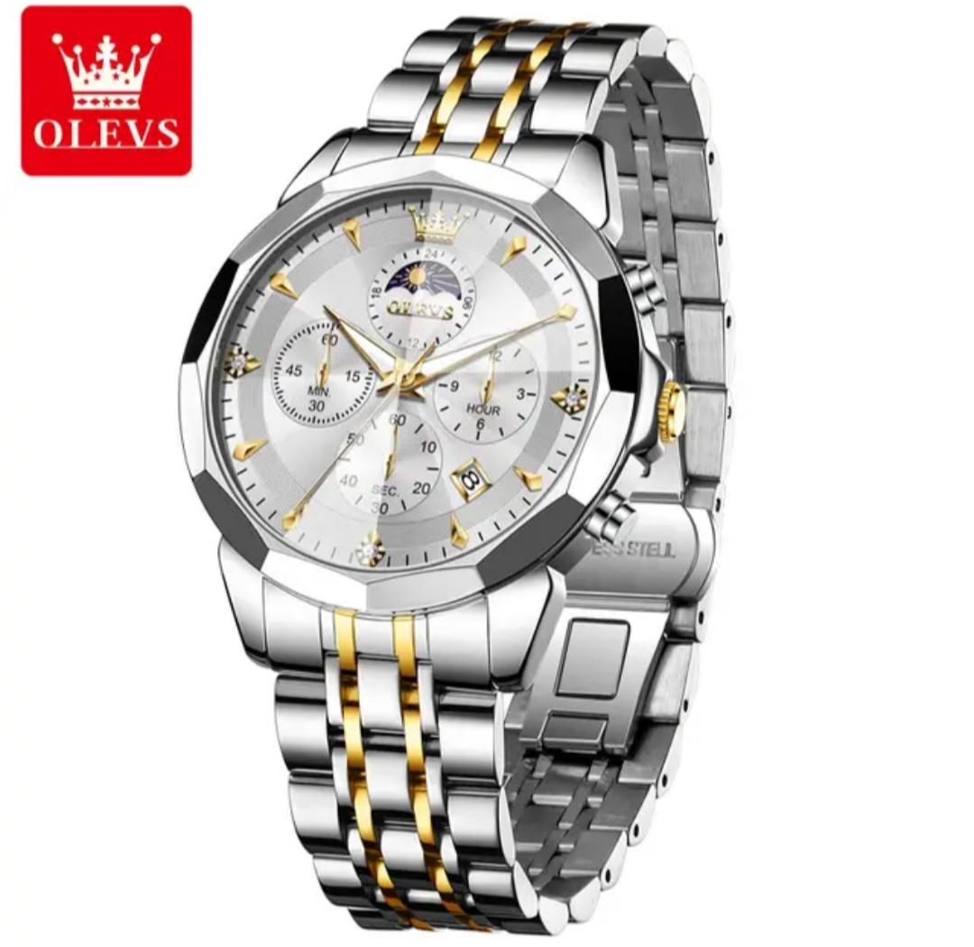 Olevs Men Watch 3673 Toton Silver