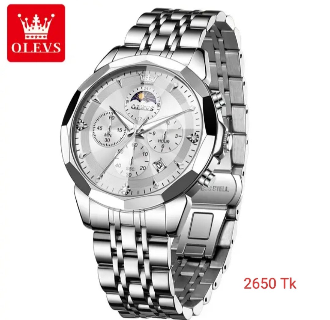 Olevs Men Watch 3673 Silver