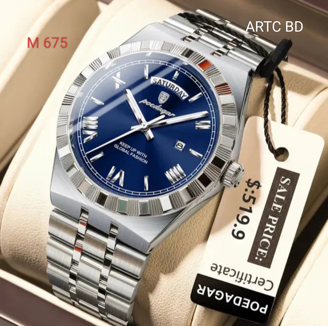 Poedagar Men Watch M 675 silver blue Silver Blue