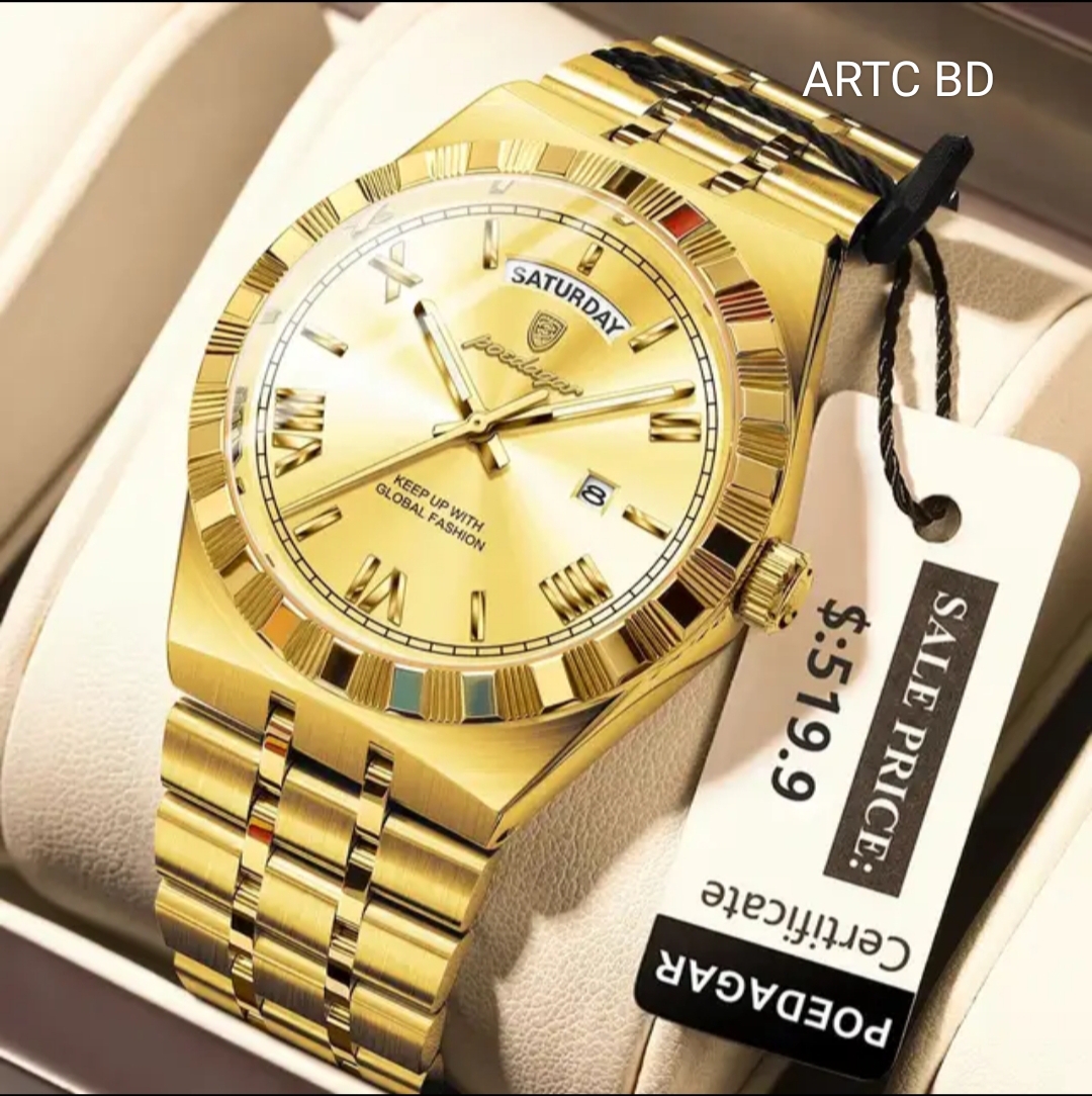 Poedagar Men Watch M 675 Golden