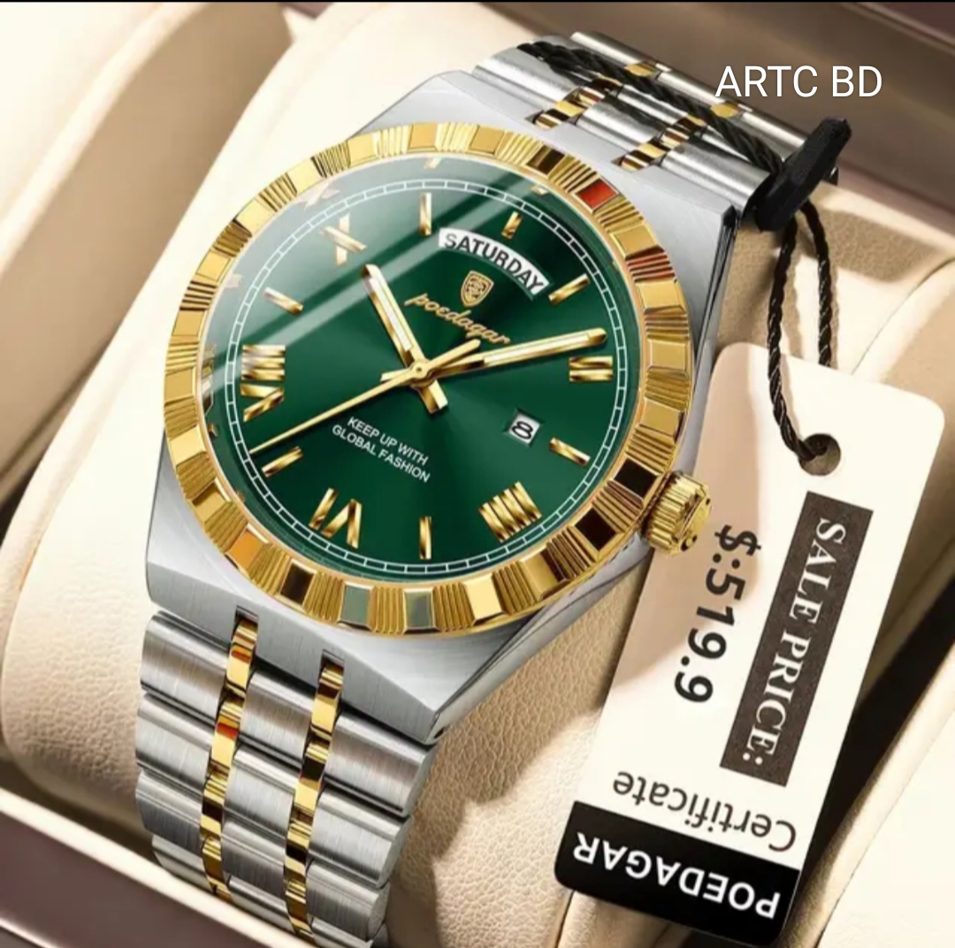 Poedagar Men Watch M 675 Golden Green